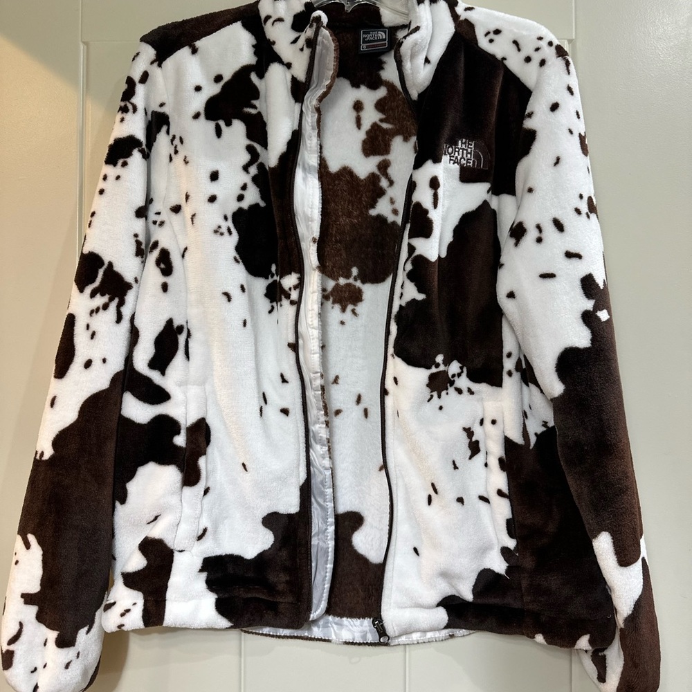 The North Face Brown and White Cow Print Jacket